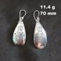 Fine Silver Earrings Sterling 925 Dangle 11g Vintage Engraved Long Drop 24123