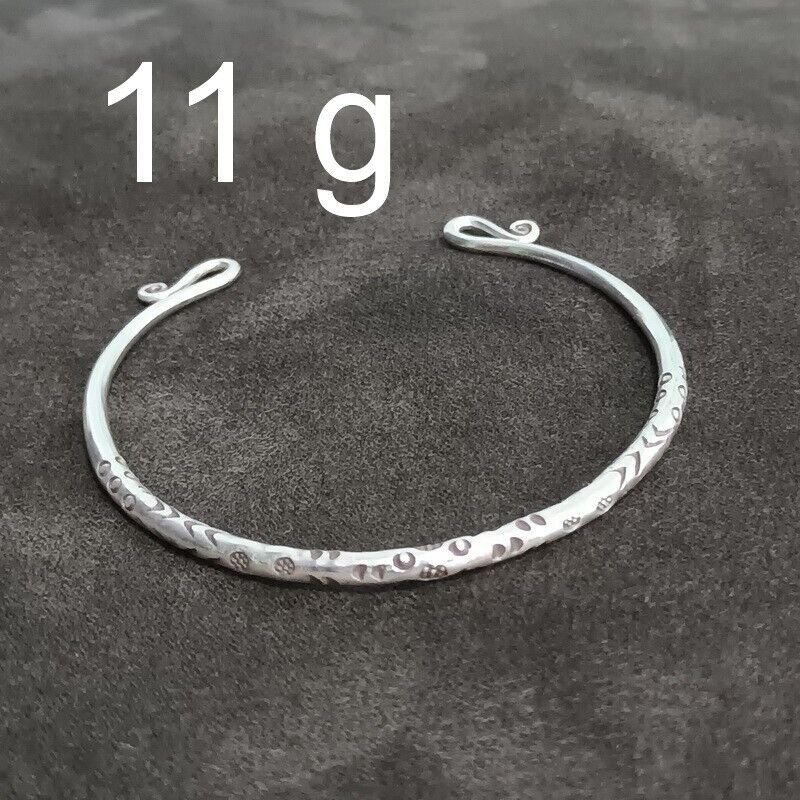 FINE Silver Bangle Bracelet 925 CRAFT Tribal 11g JEWELRY VINTAGE TRIBAL #12
