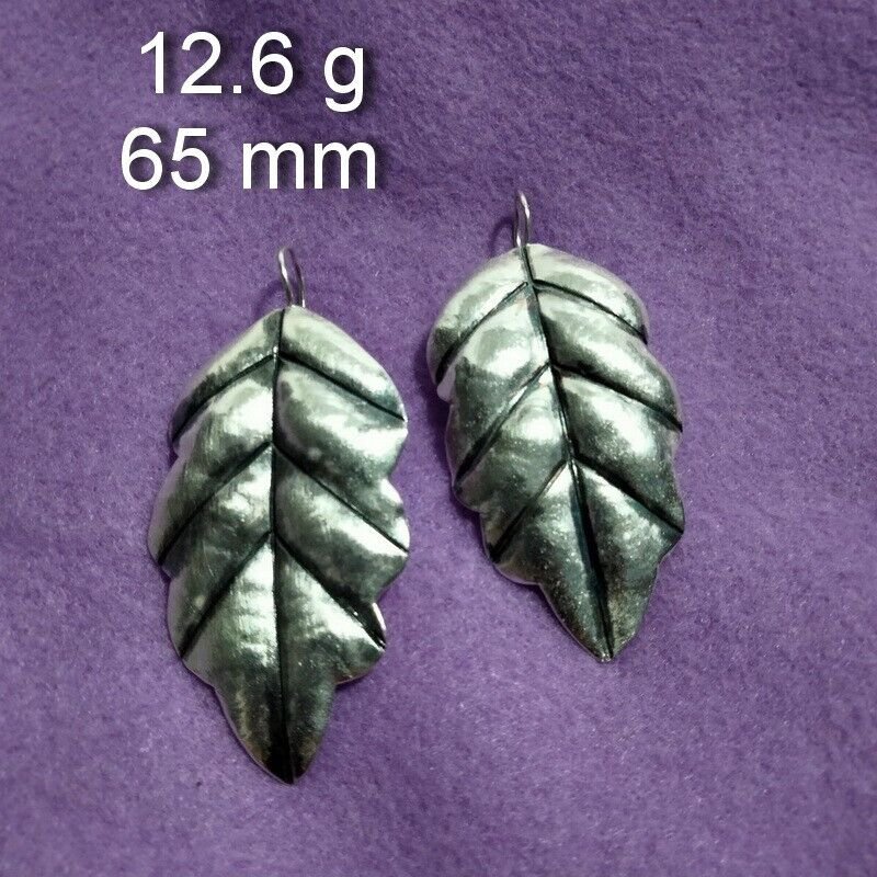Fine Silver Earrings Sterling 925 Jewelry 12g Christmas Leaf Shape L1726