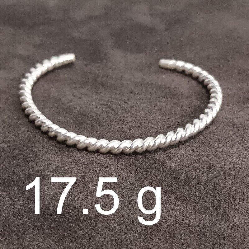 FINE Silver Bangle Bracelet 925 CRAFT Tribal 17g JEWELRY VINTAGE TWIST #19