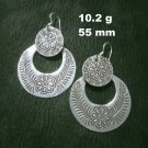 Fine Silver Earrings Sterling 925 Dangle 10g Crafted Vintage DOUBLE ROUND 24409