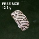 FINE SILVER RINGS SOLID HANDCRAFT FREE SIZE 12g WELLE KNITTING ROLL R23828
