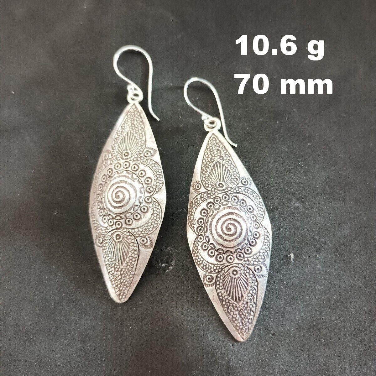 Fine Silver Earrings Sterling 925 Dangle 10g Long filigree Retro 24131