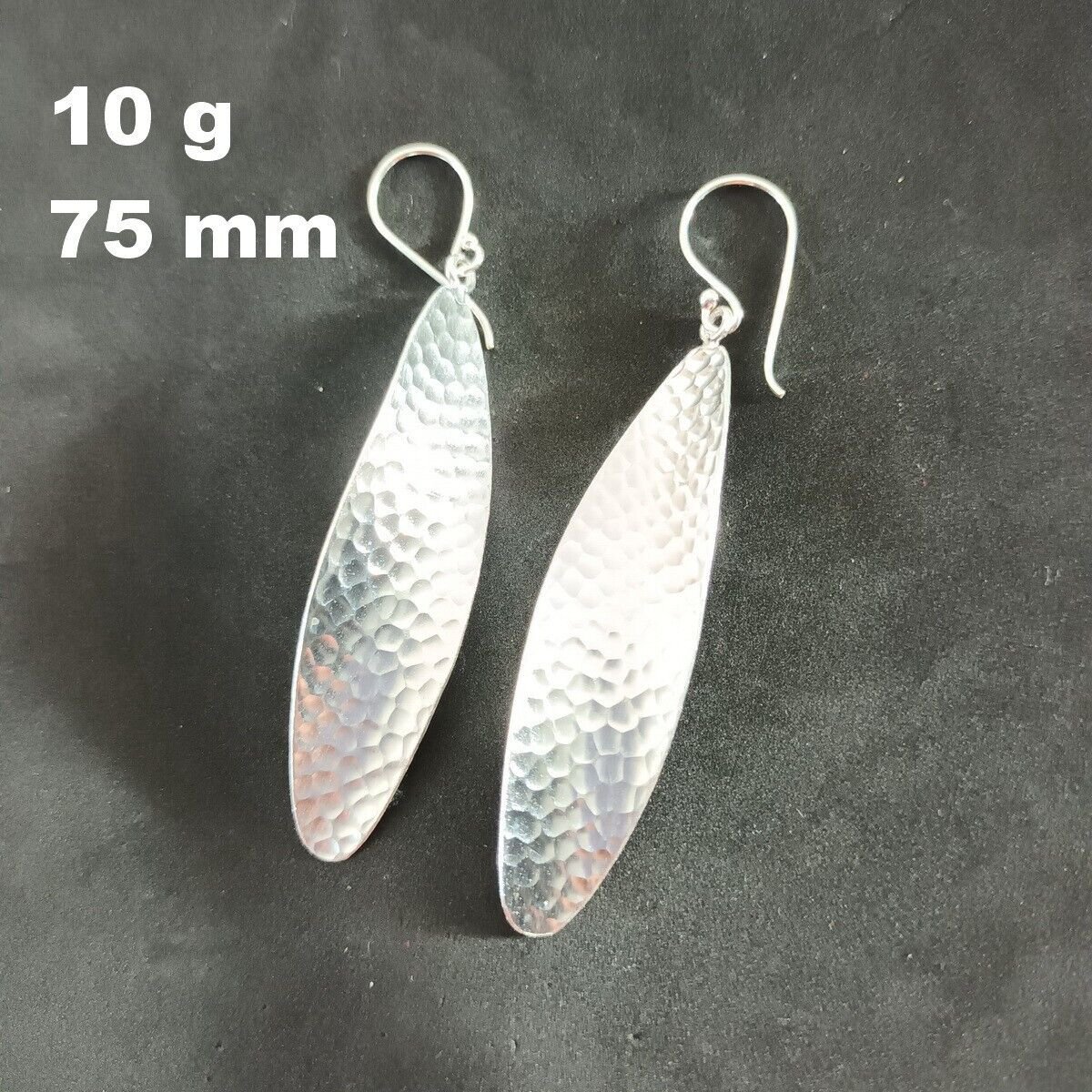 Fine Silver Earrings Sterling 925 Dangle 10g Crafted Hammered Flip 24107