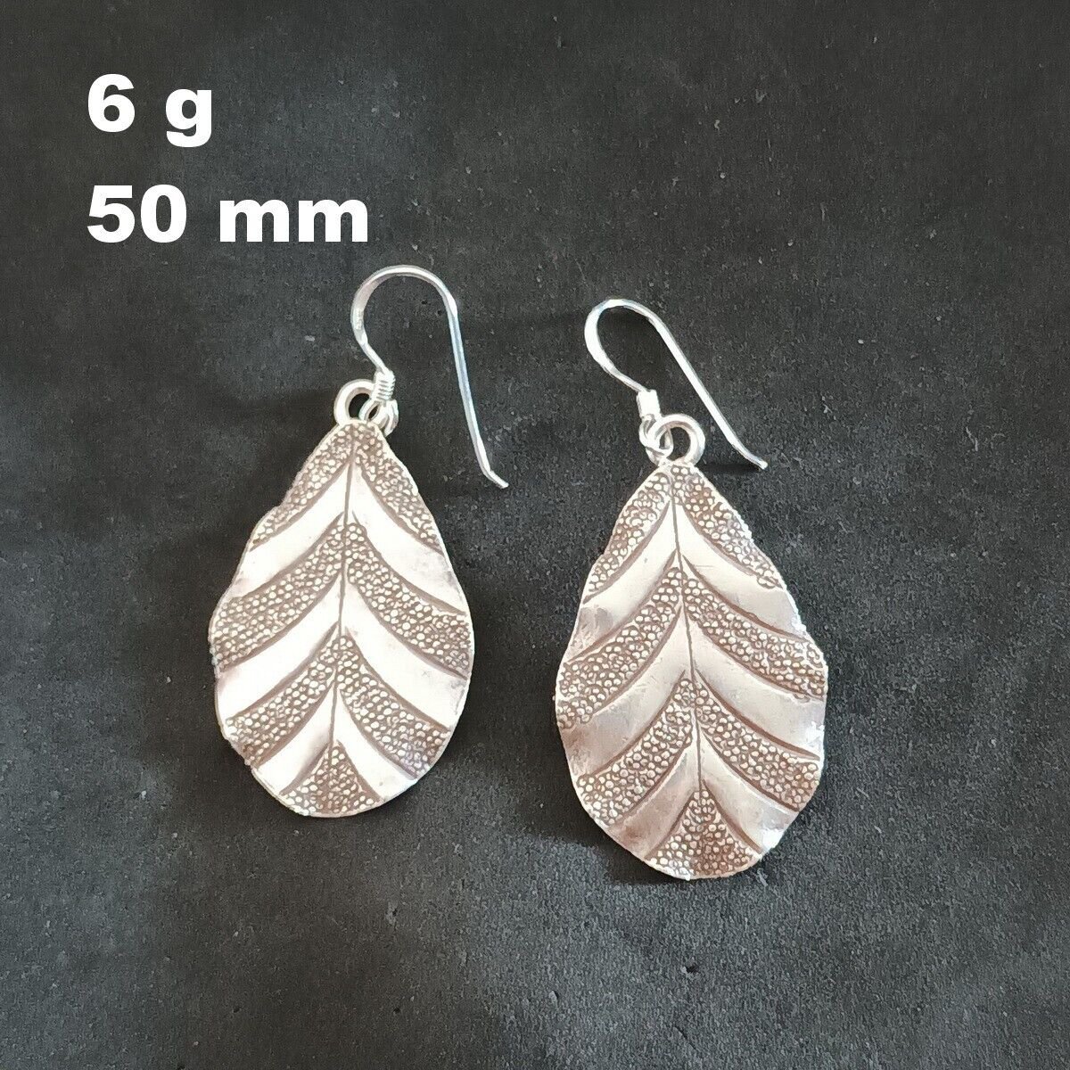 Fine Silver Earrings Sterling 925 Dangle 6g Vintage 3D Nature Leaf 24135