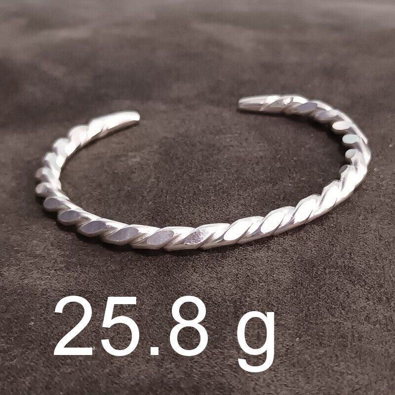 FINE Silver Bangle Bracelet 925 CRAFT Tribal 25g JEWELRY VINTAGE TWIST #15