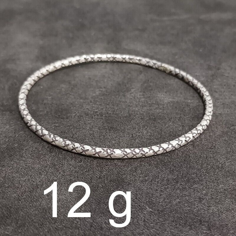 FINE Silver Bangle Bracelet 925 CRAFT Triba 12g JEWELRY VINTAGE XXX ROUND #27