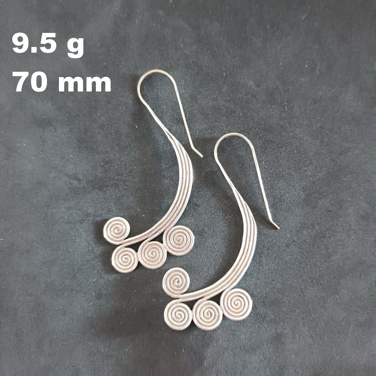 Fine Silver Earrings Sterling 925 Dangle 9g Retro Filigree Long Hook 24115