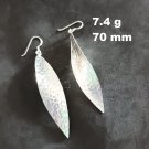 Fine Silver Earrings Sterling 925 Dangle 7g Hammered Long Leaf 24122