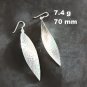 Fine Silver Earrings Sterling 925 Dangle 7g Hammered Long Leaf 24122