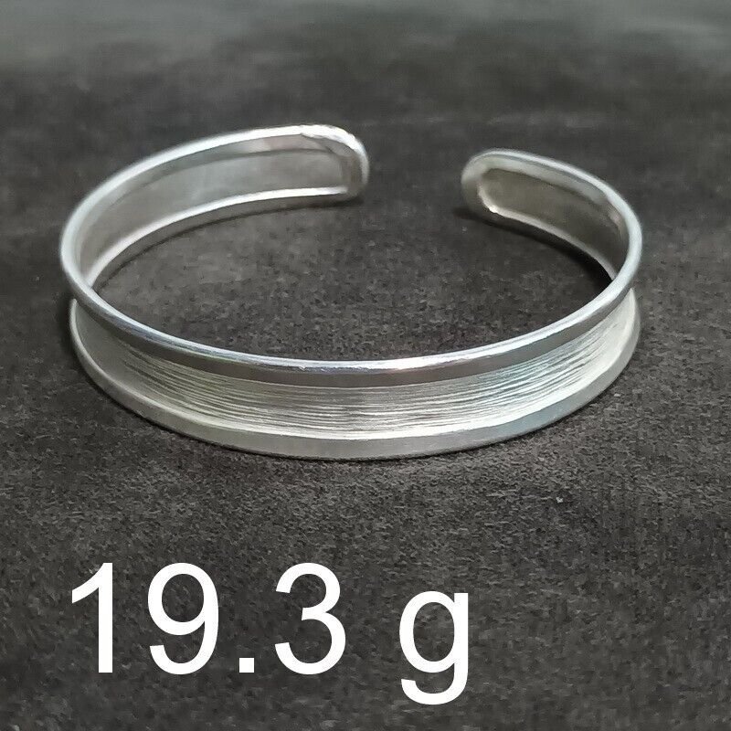 FINE Silver Bangle Bracelet 925 CRAFT Triba 19g JEWELRY VINTAGE ROUND BAND #28