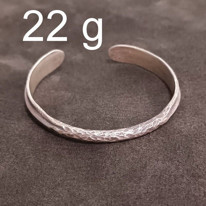 FINE Silver Bangle Bracelet 925 CRAFT Tribal 22g JEWELRY VINTAGE ROUGH #08