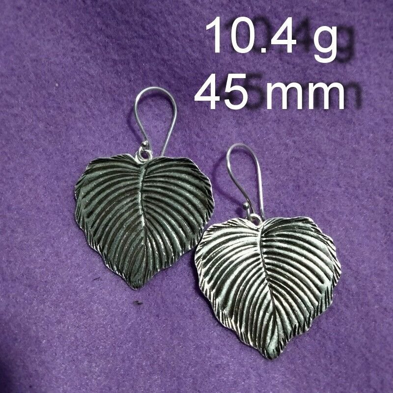 Fine Silver Earrings Sterling 925 Jewelry 10g Big Leaf Nature Theme L1702