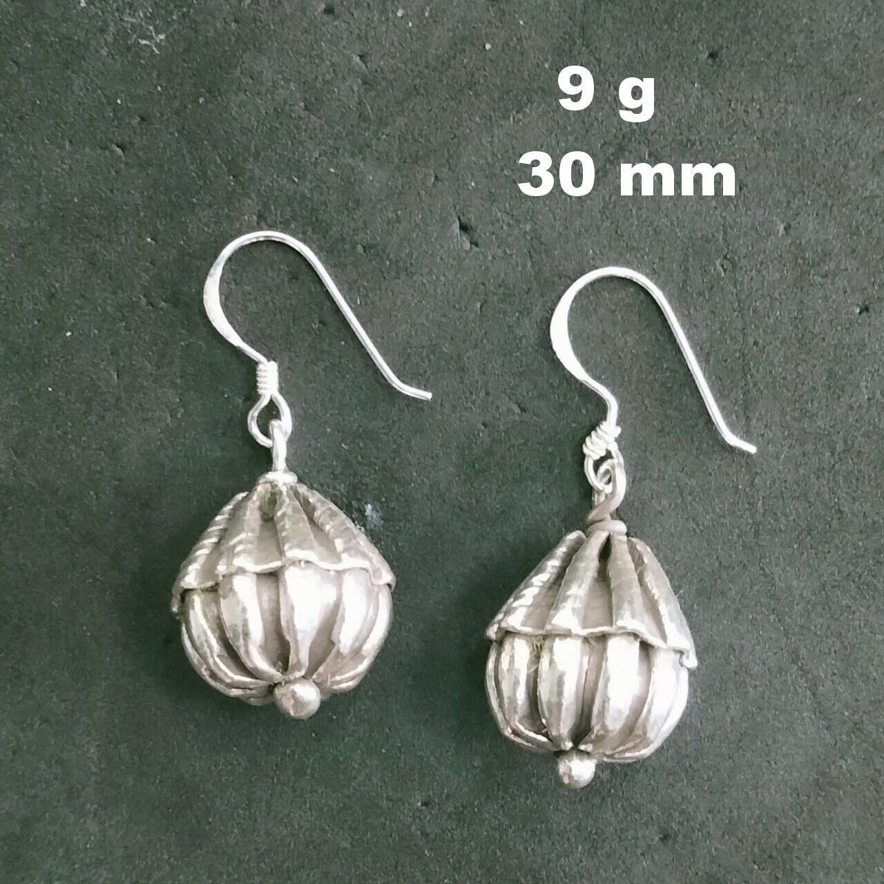 FINE SILVER EARRINGS NO STONE CRAFT VINTAGE 9g BALLOON CHARMS #EE66