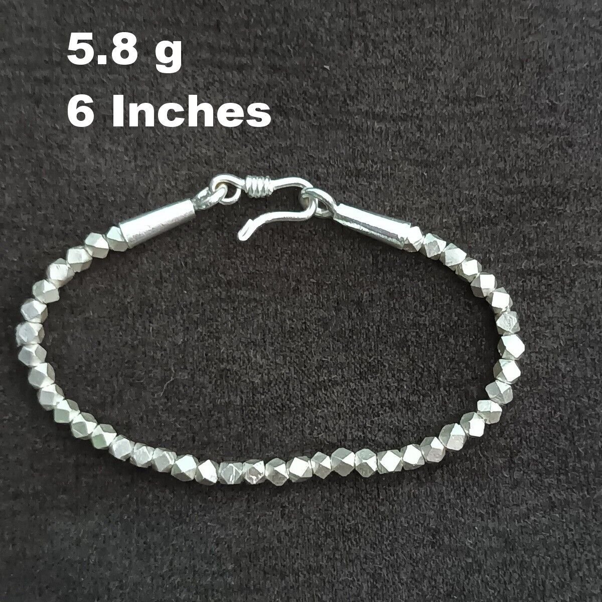 FINE SILVER BRACELET 999 TRIBAL CRAFT VINTAGE 5g  HEXAGON BEAD SHINING #42
