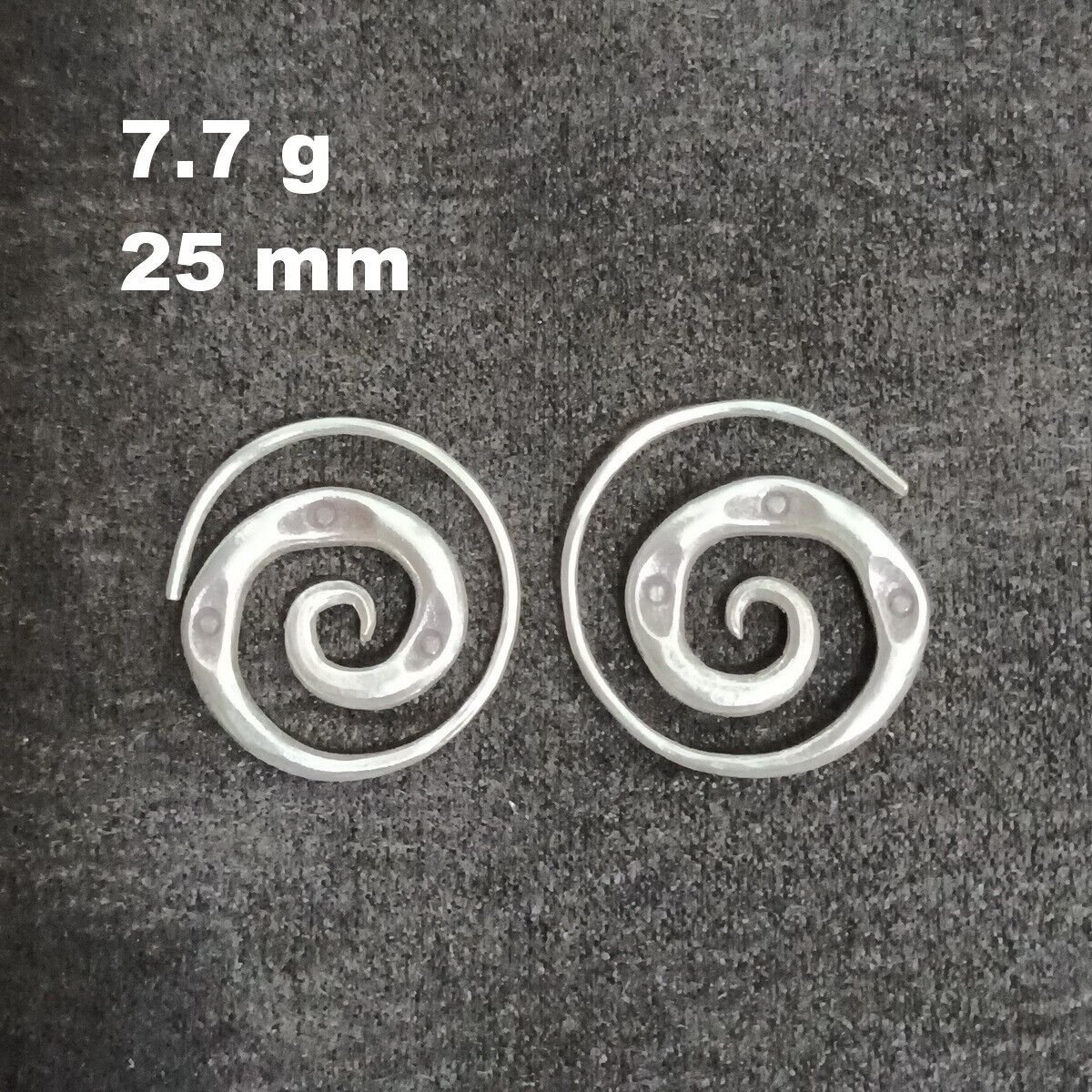 FINE SILVER EARRINGS NO STONE CRAFT VINTAGE DANGLES 7g SOLID SPIRAL ROUND #REE38