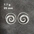 FINE SILVER EARRINGS NO STONE CRAFT VINTAGE DANGLES 7g SOLID SPIRAL ROUND #REE38