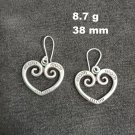 FINE SILVER EARRINGS NO STONES CRAFT VINTAGE DANGLES 8g HEART LINE #REE32
