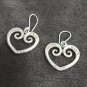 FINE SILVER EARRINGS NO STONES CRAFT VINTAGE DANGLES 8g HEART LINE #REE32