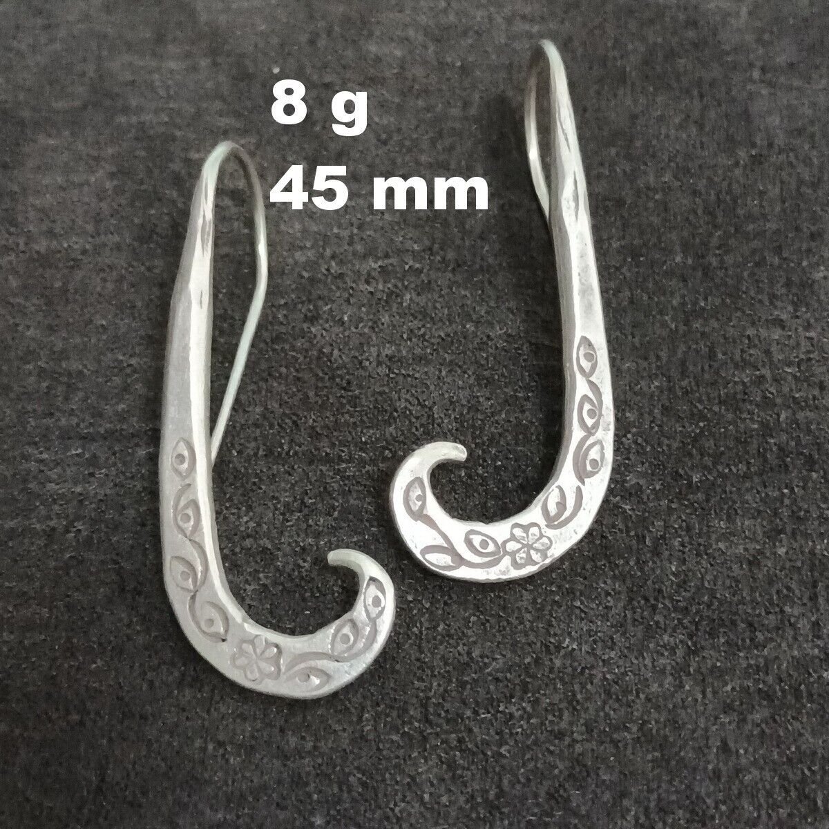 FINE SILVER EARRINGS NO STONES CRAFT VINTAGE DANGLES 8g HOOK ENGRAVED #REE33