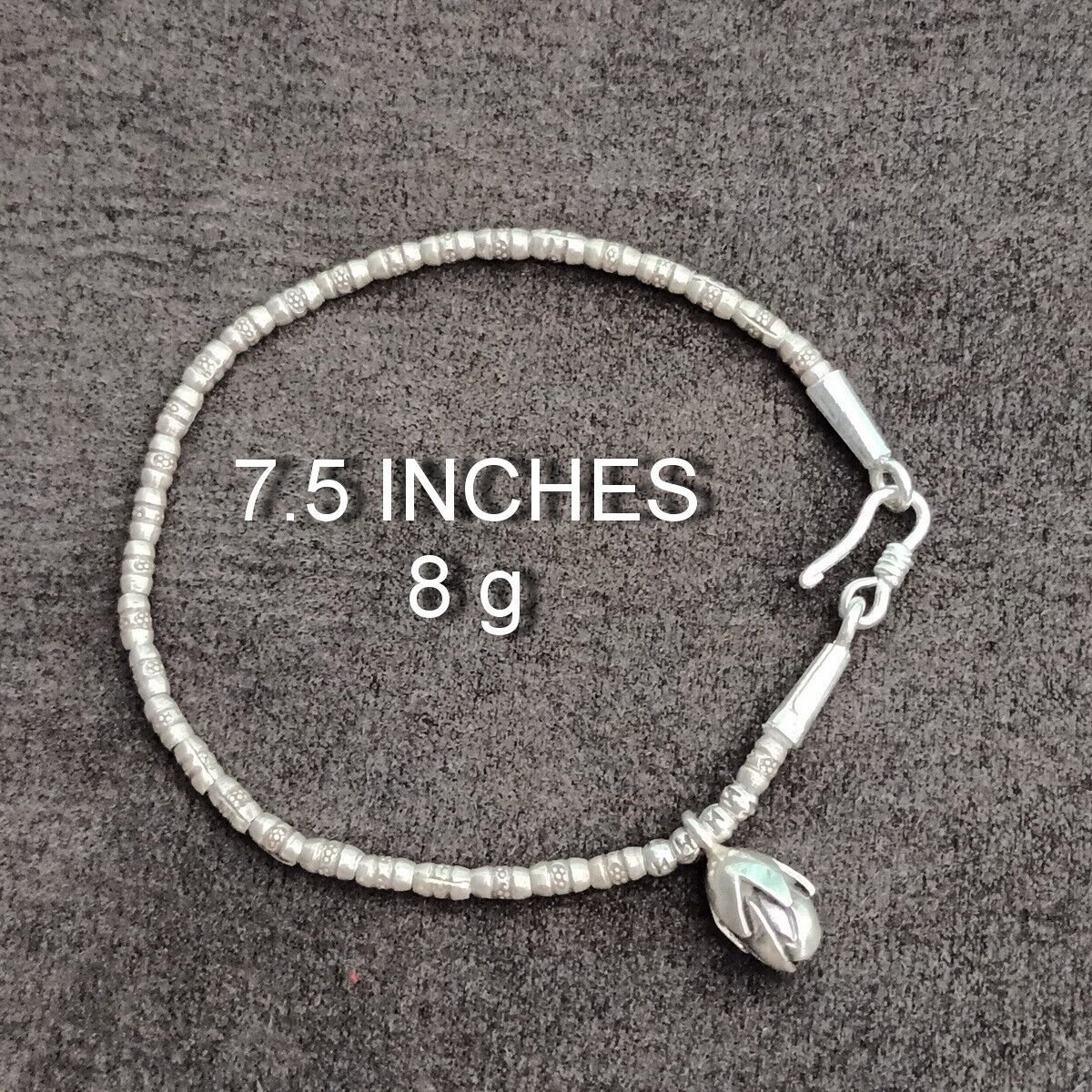 FINE SILVER BRACELET 999 TRIBAL CRAFT VINTAGE 8g HIPROSE CHARMS THIN BAND #62