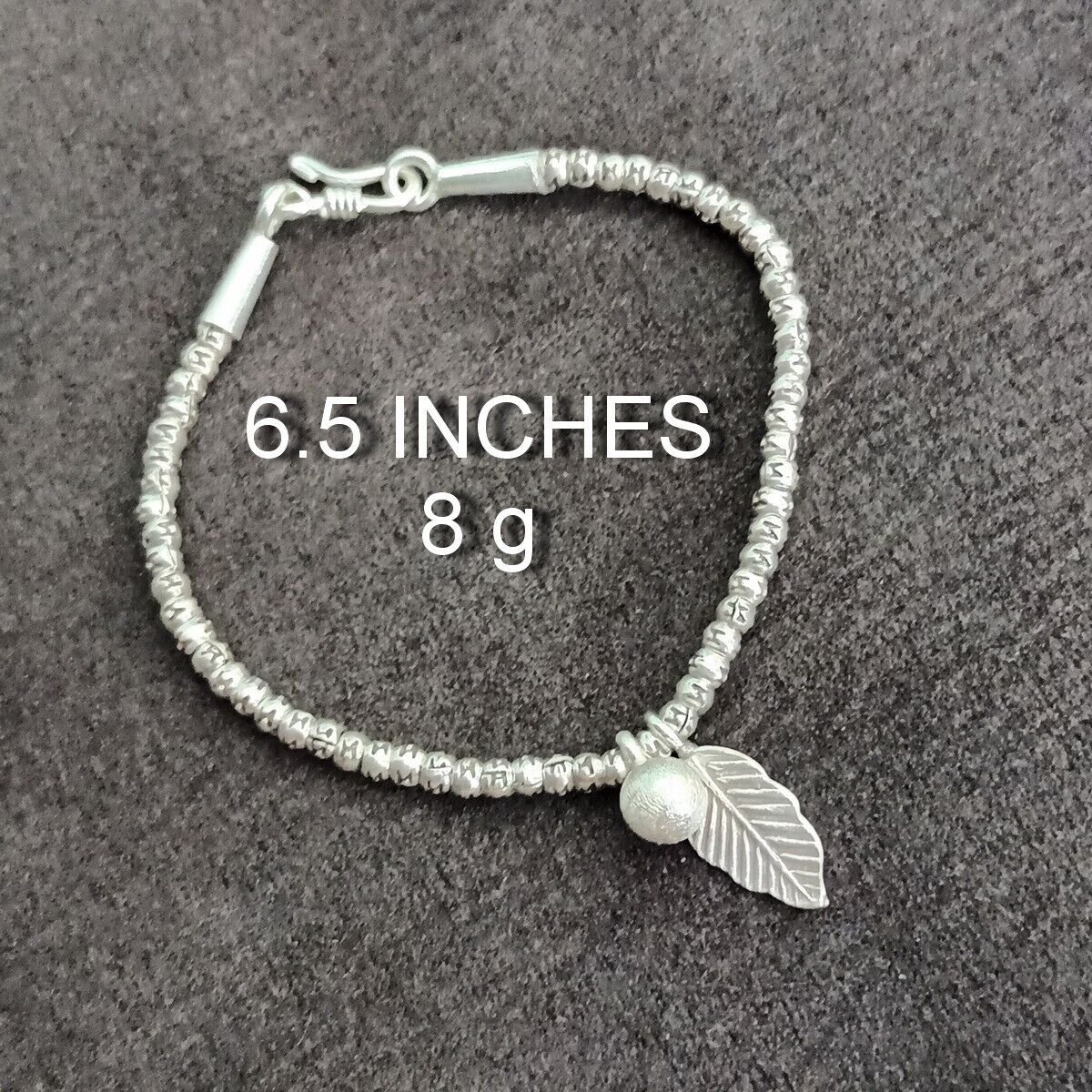 FINE SILVER BRACELET 999 TRIBAL CRAFT VINTAGE 8g BALL & LEAF CHARMS STYLES #53