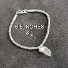 FINE SILVER BRACELET 999 TRIBAL CRAFT VINTAGE 8g BALL & LEAF CHARMS STYLES #53