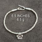 FINE SILVER BRACELET 999 TRIBAL CRAFT VINTAGE 6.5g MINIMAL FLOWER CHARMS #48