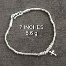 FINE SILVER BRACELET 999 TRIBAL CRAFT VINTAGE 5.6g MINI CROSS CHARMS THIN #56