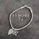 FINE SILVER BRACELET 999 TRIBAL CRAFT VINTAGE 7g MINI FLOWER & LEAF CHARMS #50