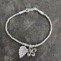 FINE SILVER BRACELET 999 TRIBAL CRAFT VINTAGE 7g FLOWER CHARMS & LEAF #43