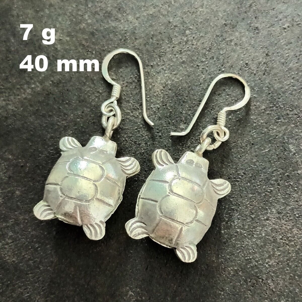 FINE SILVER EARRINGS NO STONES CRAFT VINTAGE DANGLES 7g TURTLE BELL #REE25