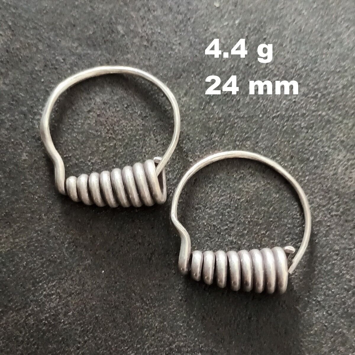 FINE SILVER EARRINGS NO STONES CRAFT VINTAGE DANGLES 4g ROUND COIL #REE26