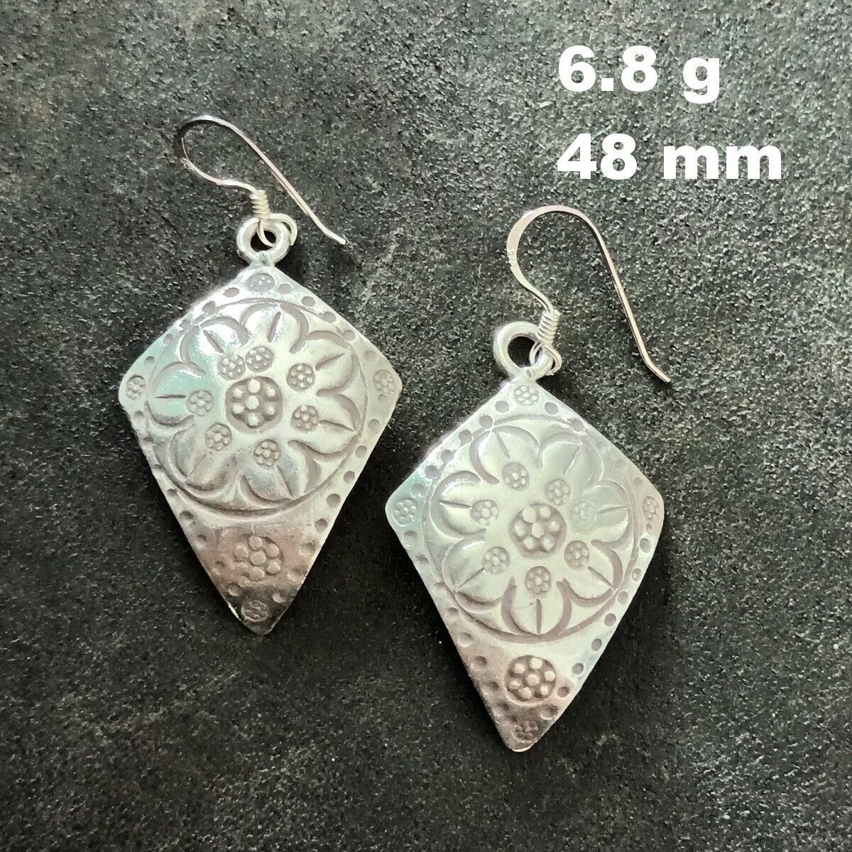 FINE SILVER EARRINGS NO STONES CRAFT VINTAGE DANGLES 6g LOCAL THEME #REE31