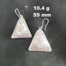 Fine Silver Earrings Sterling 925 Dangle 10g Crafted Vintage Triangle 24103