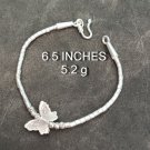 FINE SILVER BRACELET 999 TRIBAL CRAFT VINTAGE 5.2g  BUTTERFLY BEAD THIN #46