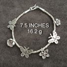 FINE SILVER BRACELET 999 TRIBAL CRAFT VINTAGE 16g FUNNY NATURE CHARMS BAND #63