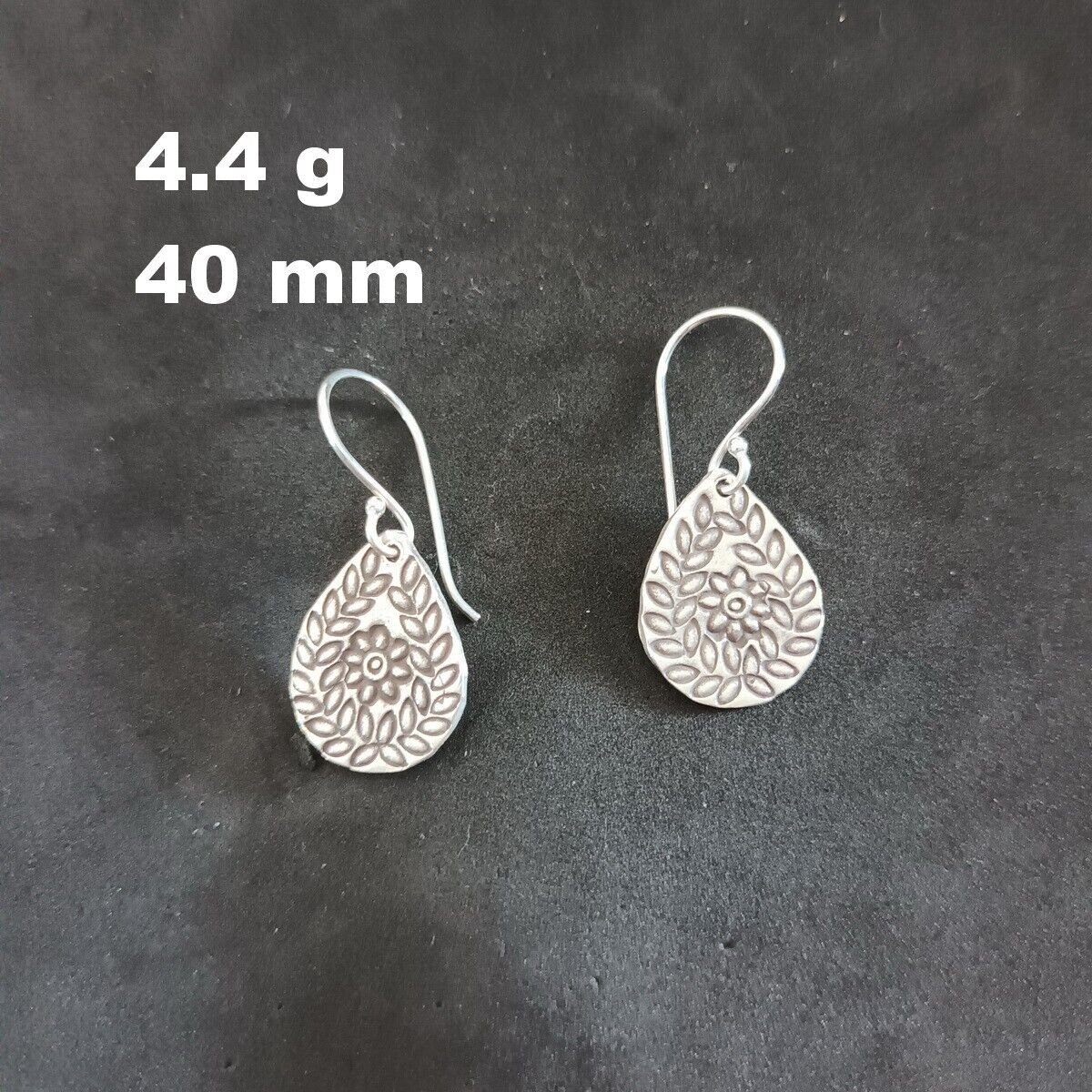 Fine Silver Earrings Sterling 925 Dangle 4g Vintage Engraved Charms 24124