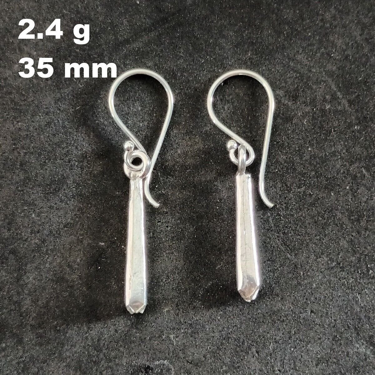 Fine Silver Earrings Sterling 925 Dangle 2g minimal Stick charms 24132