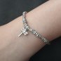 FINE SILVER BRACELET 999 TRIBAL CRAFT VINTAGE 6g BEAD DRAGONFLY CHARMS #39