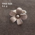 FINE SILVER RINGS 925 ADJUSTABLE FREE SIZE VINTAGE CRAFT 6 g LILY #016