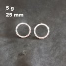 Fine Silver Earrings Sterling 925 Dangle 5g STUD Hammered round ring 24120