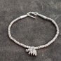 FINE SILVER BRACELET 999 TRIBAL CRAFT VINTAGE 7.4g  ELEPHANT CHARMS BEAD #44