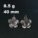 Fine Silver Earrings Sterling 925 Jewelry 8g Dangle REALISTIC FLOWER HOOK 323807