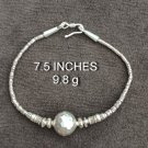 FINE SILVER BRACELET 999 TRIBAL CRAFT VINTAGE 9.8g HAMMERED BALL BEAD BAND #61