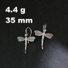 Fine Silver Earrings Sterling 925 Jewelry 4g Dangle Hook Dragonfly 323826
