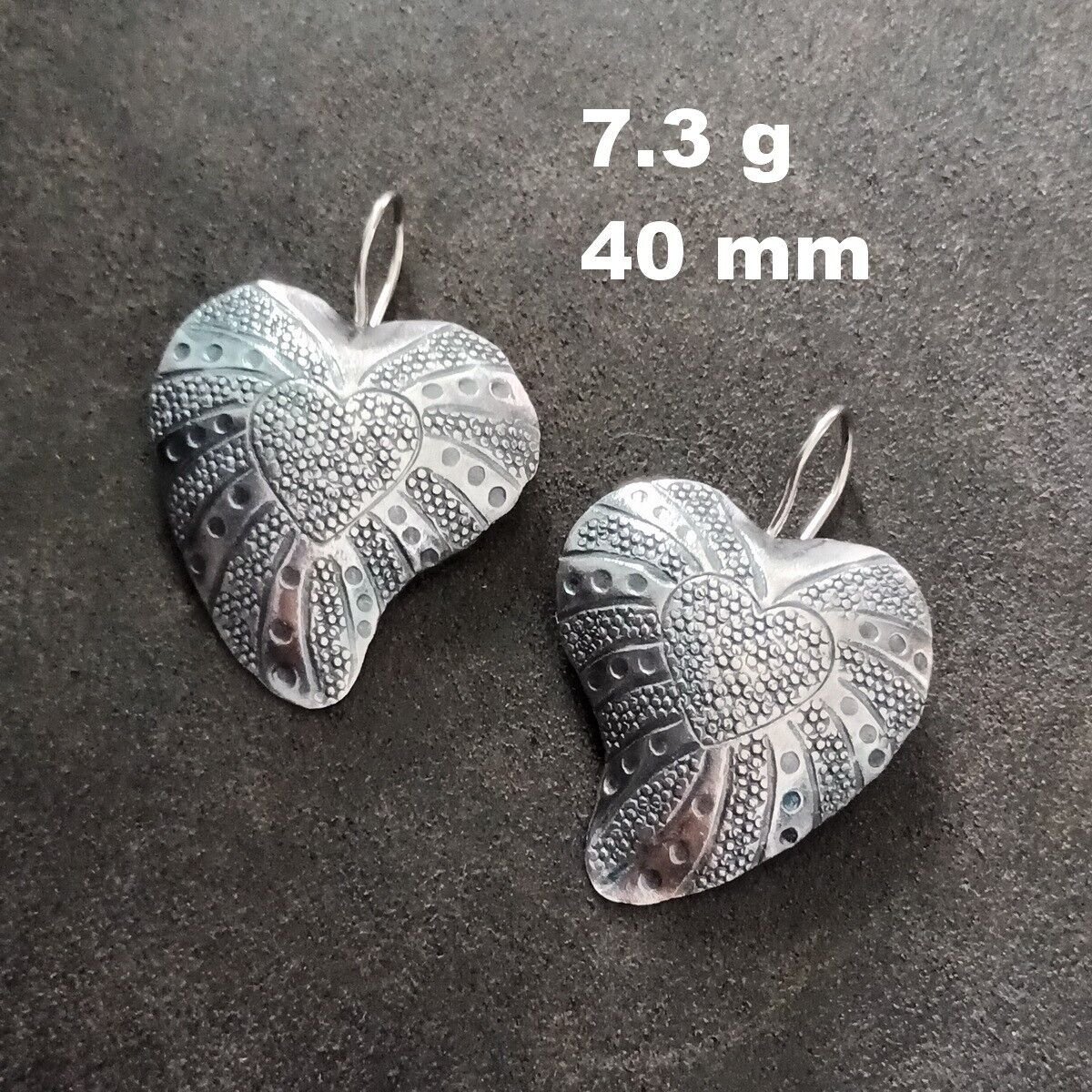 FINE SILVER EARRINGS NO STONES CRAFT VINTAGE DANGLES 7g FANCY HEART #REE21
