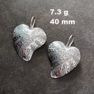 FINE SILVER EARRINGS NO STONES CRAFT VINTAGE DANGLES 7g FANCY HEART #REE21