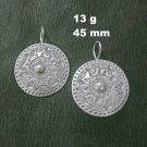 Fine Silver Earrings Sterling 925 Dangle 13g Crafted Engraved ROUND 24417