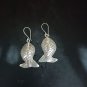 FINE SILVER EARRINGS CRAFT VINTAGE DANGLES 7g Whispers of the Past Fish #RE237